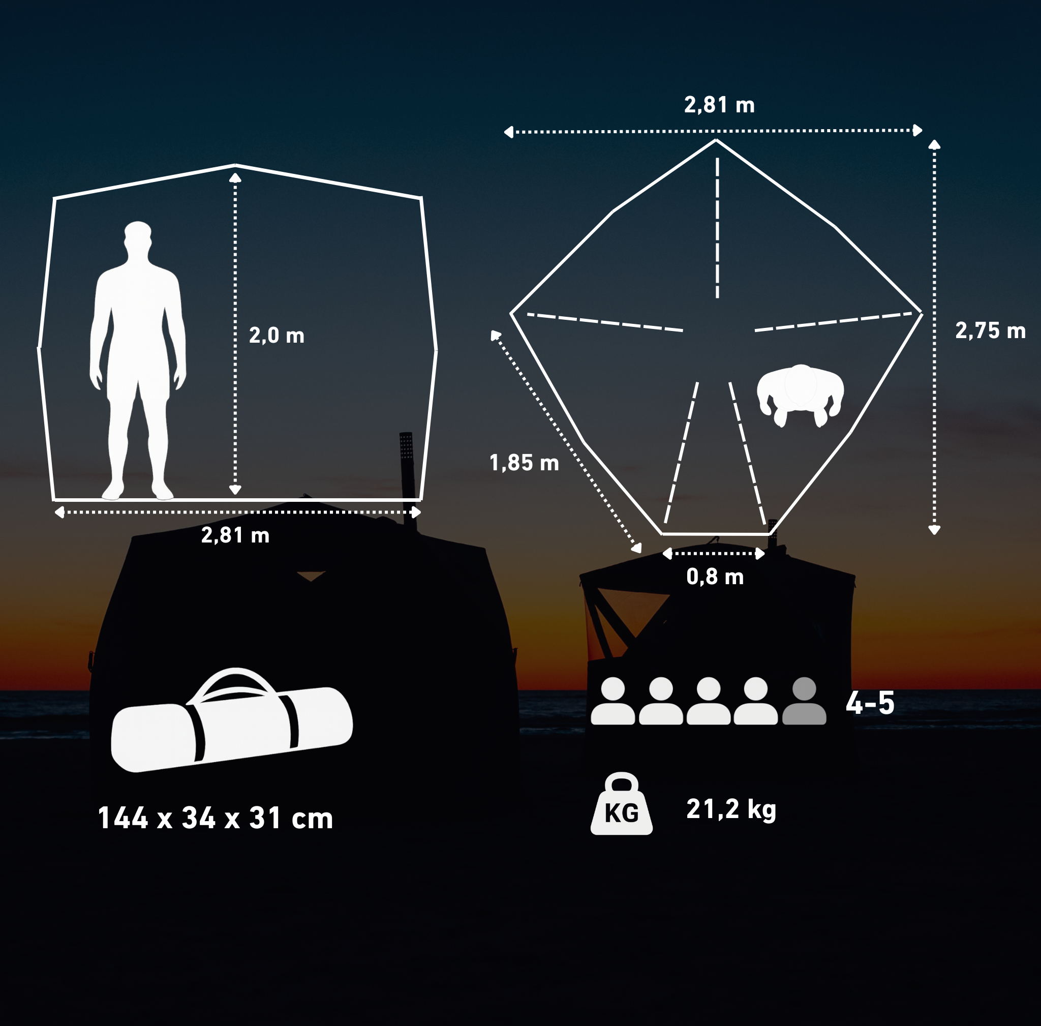 Mobilny namiot saunowy Dalen z piecem saunowym