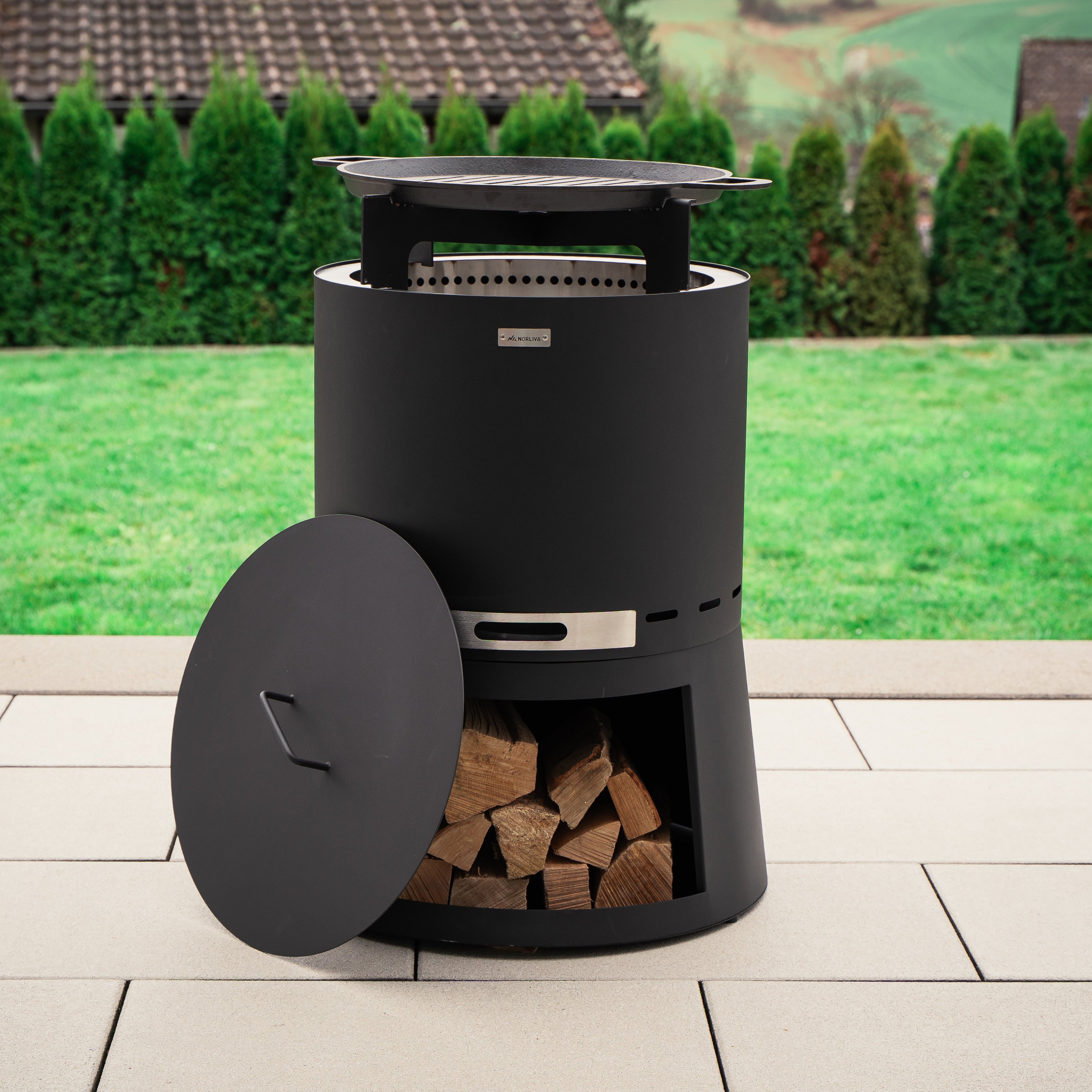 Zestaw: Skara Pluss + pokrywa + żeliwny ruszt grillowy