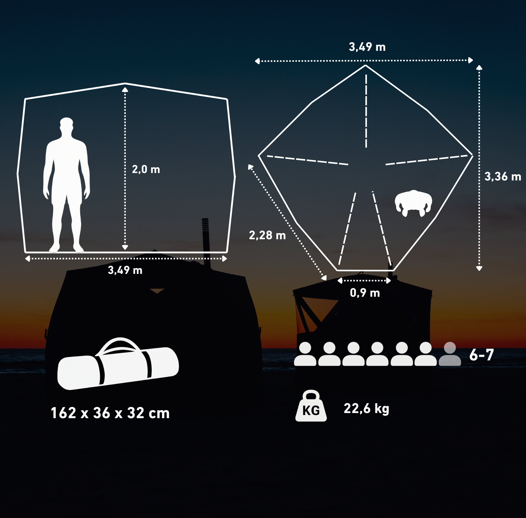 Mobilny namiot saunowy Fjorden z piecem do sauny