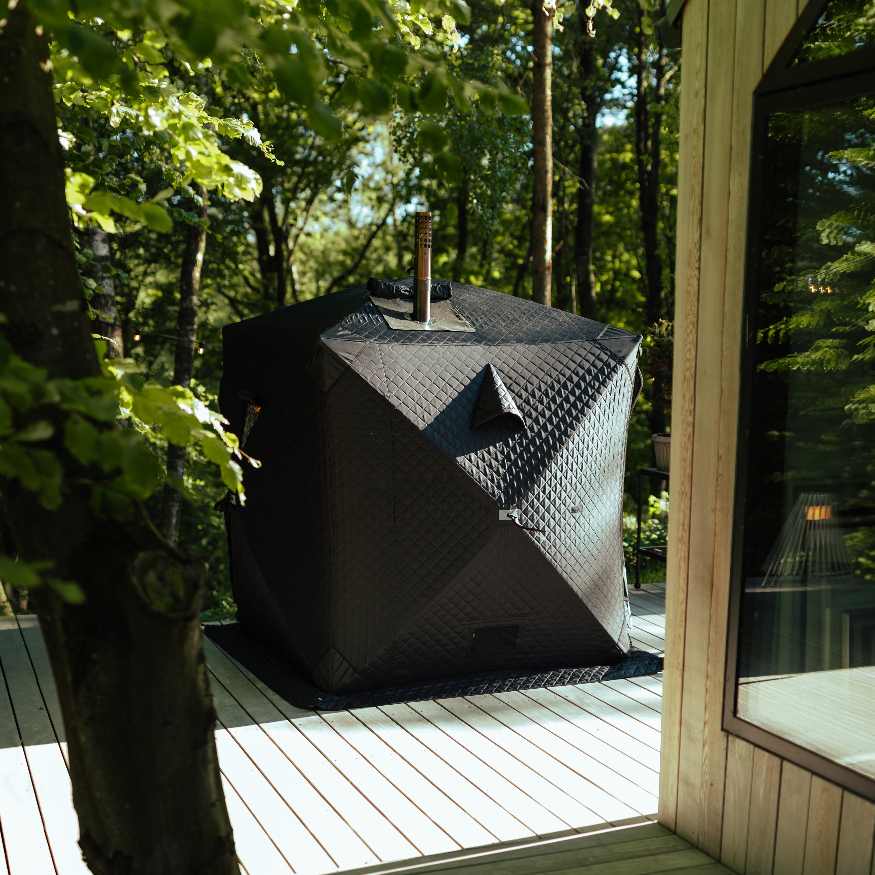 Mobilny namiot saunowy Isen z piecem saunowym