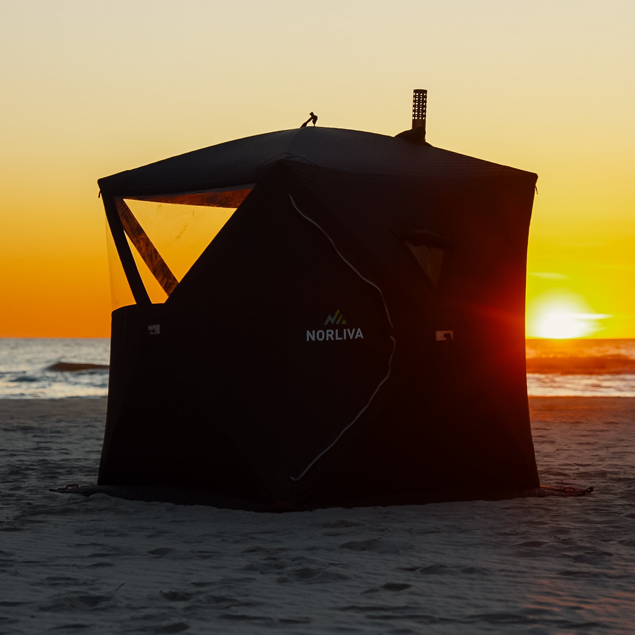 Zestaw: namiot saunowy Isen + piec + akcesoria do sauny + ławki + beczka lodowa