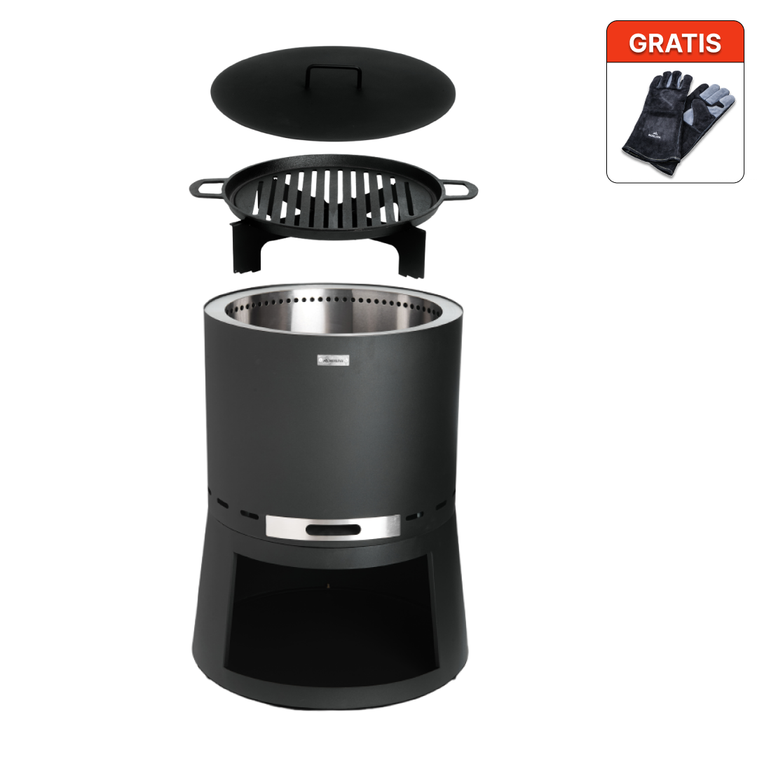 Zestaw: Skara Pluss + pokrywa + żeliwny ruszt grillowy